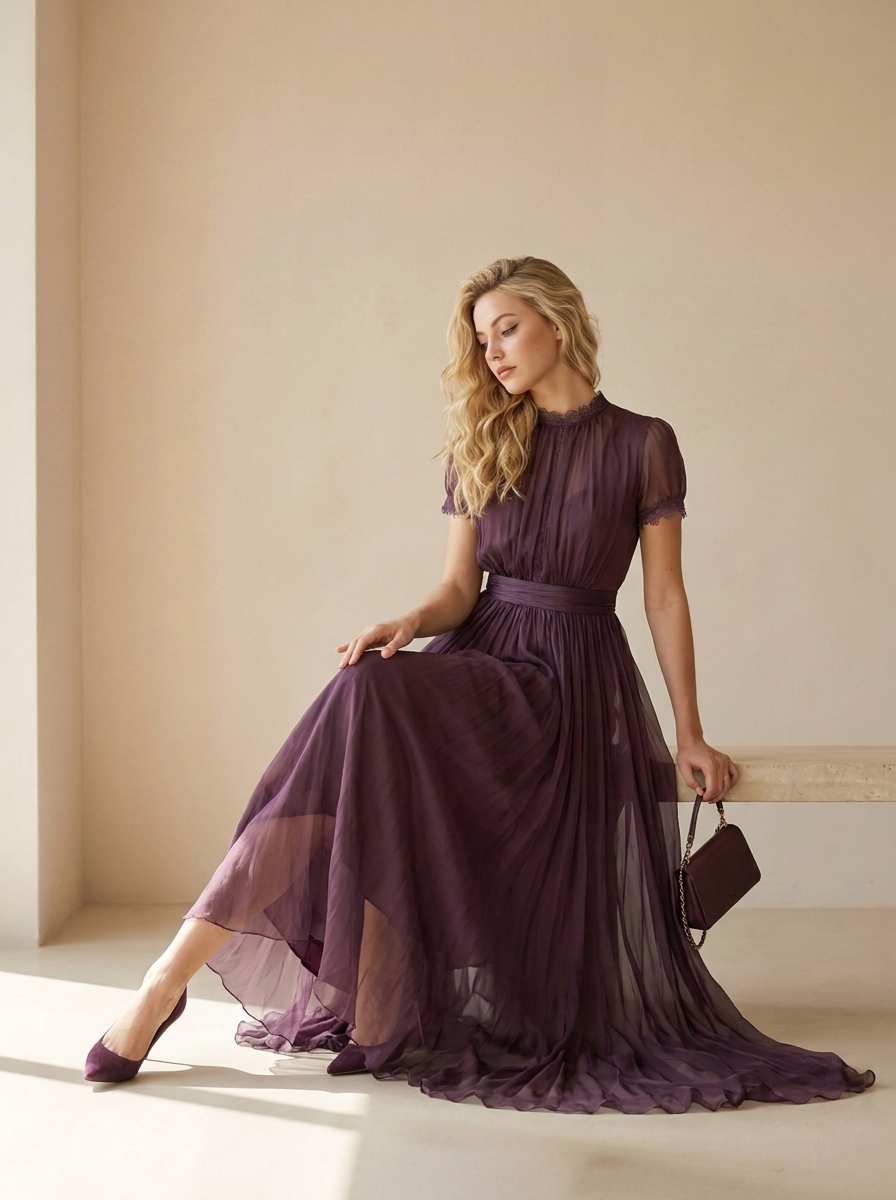 Celestine | Robe Longue Plissée Élégante