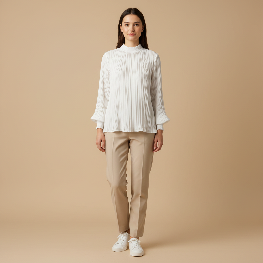 Nira - Haut Plissé À Col Montant