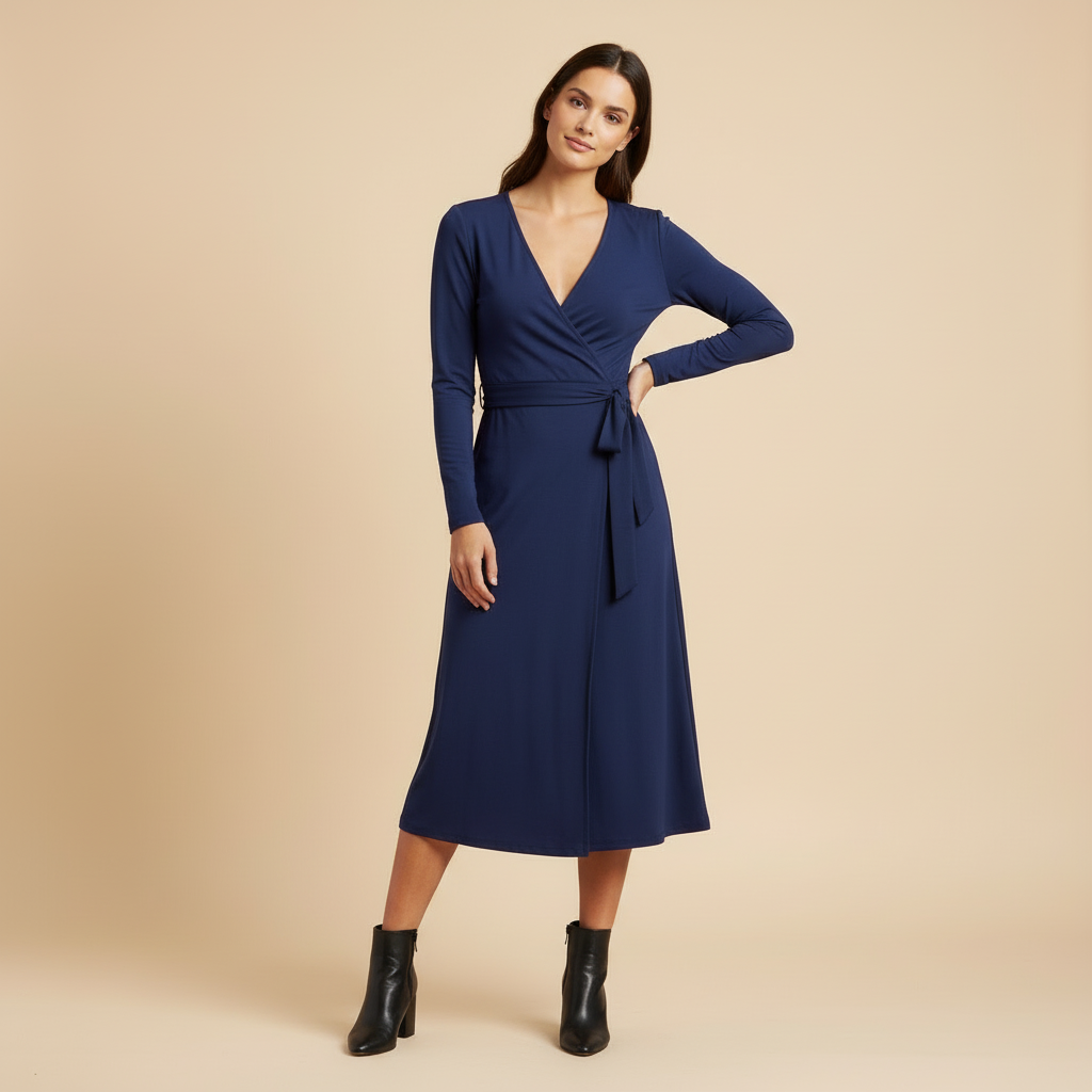 Noa - Robe Portefeuille À Manches Longues