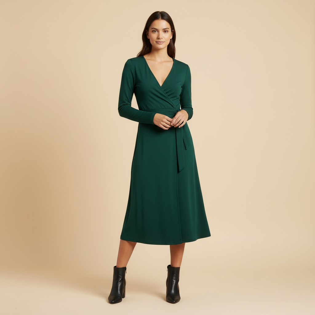 Noa - Robe Portefeuille À Manches Longues