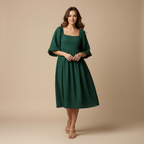 Amélia - Robe Manches Bouffantes