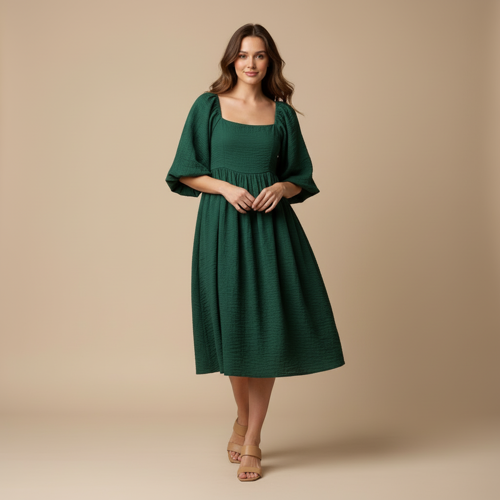 Amélia - Robe Manches Bouffantes