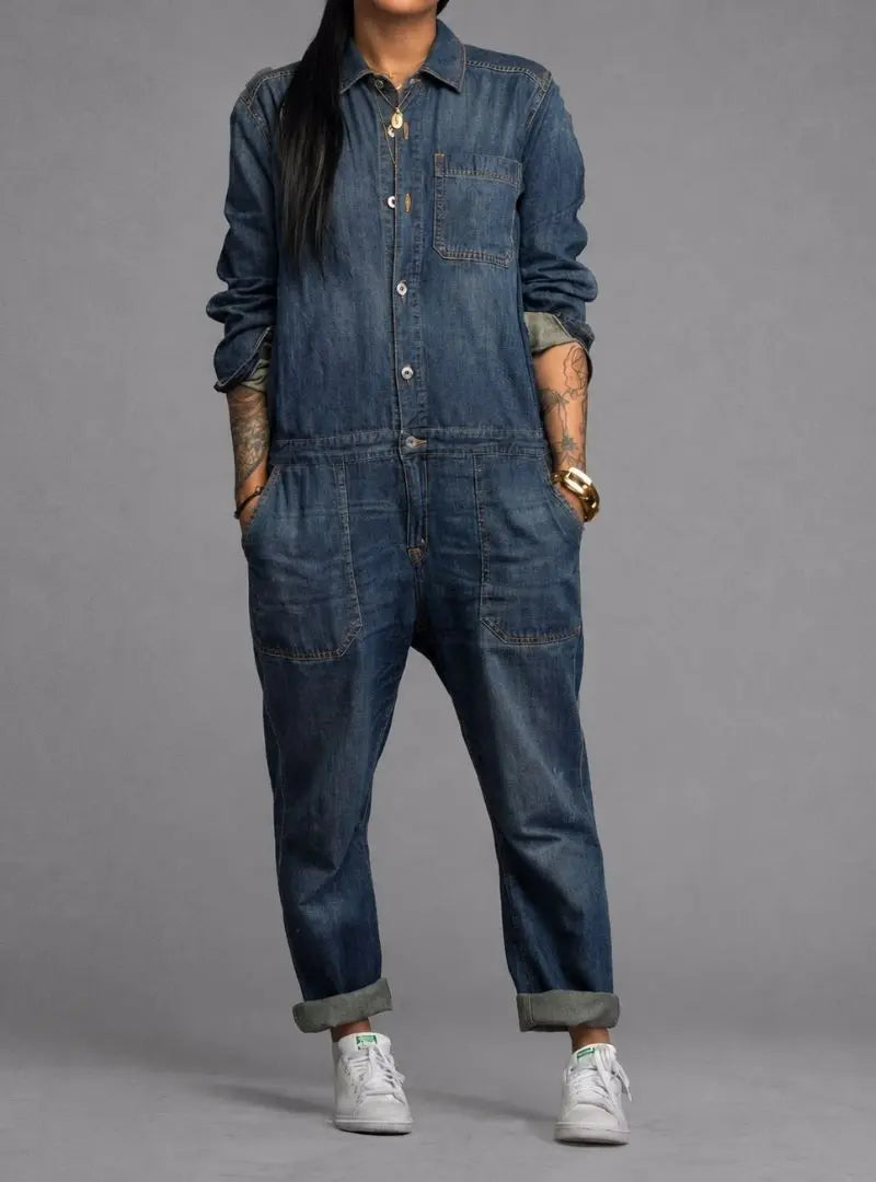 Pauline | Combinaison en Denim Léger Boutonnée