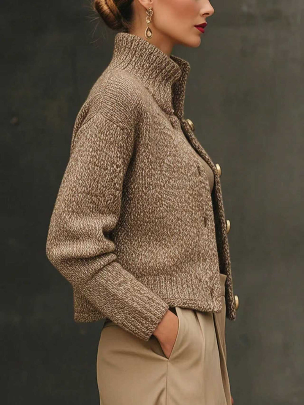 Victoire | Cardigan Col Montant Boutonné
